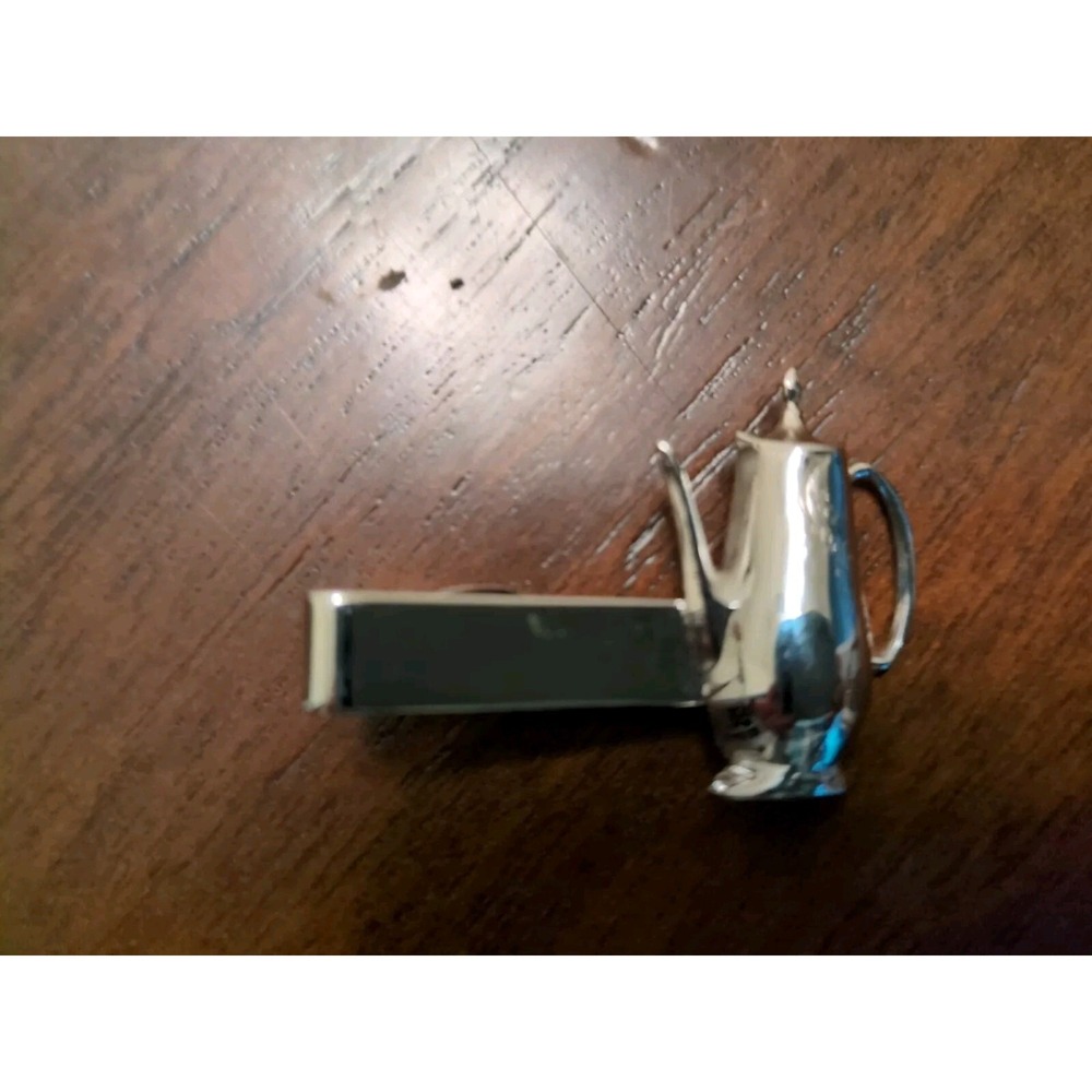 Spiffy Silver Tone‎ Coffee Pot Tie Clasp